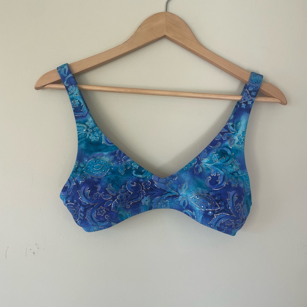 Vintage late 80s bikini top Paisley Women's Bralette blue mermaid